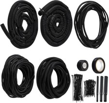Nuanchu Split Wire Loom Sleeve Master Kit Complete Vehicle Cord and Black  picture