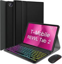 Backlit Keyboard Case For T-Mobile REVVL Tab 2 Tablet 10.1 Inch Black With Mouse picture