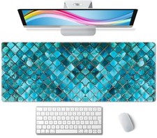 Turquoise Blue Aesthetic XL Mouse Pad Extended Full Desk Mat 31.5