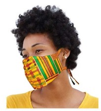 Kente African Print Adjustable, Reusable, Reversible, Face Mask | African Fashio picture