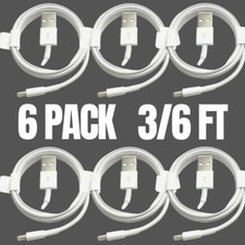 6Pack 3/6Ft USB Fast Charger Charging Cable Data Cord Lot For Apple 12 11 Pro 8 picture