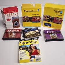 Lot of Language Learning PC Software and DVDs Rosetta Stone French Dutch Spanish picture