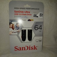 2 Pack SanDisk Ultra USB 3.0 Flash Drive High Speed Performance 64GB Sealed BX10 picture
