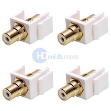 4x Audio Keystone Jack Modular RCA White Center White picture
