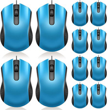 12 Pcs Light Blue Wired Computer Mouse Bulk Cord USB Computer Mice Ergonomic Wir picture