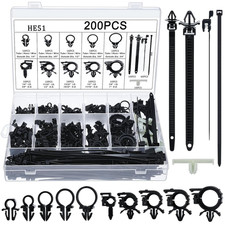 200 Pcs Wire Loom Routing Clips, 15 Sizes Push Mount for Car | Cable Zip Ties In picture