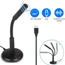 Computer Mini Condenser Microphone USB Stand Recording Mic For PC Desktop Laptop picture