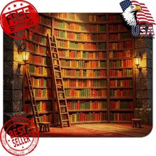 Cozy Old Library Bookshelf Mouse Pad 9.5