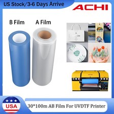ACHI 30cm*100m 2 Rolls  A/B Film Transfer Sticker For A3 UV DTF Printer US Stock picture