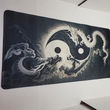Extended Gaming Mouse Pad Desk Keyboard Mat Size 23 X 11 Ying/Yang Dragons picture