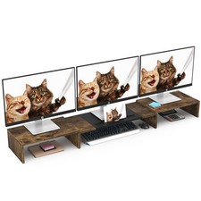 WESTREE Triple Dual Monitor Stand Riser, Extra Long for brown picture