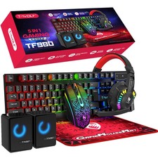Gaming Keyboard Mouse and Gaming Headset w/ Speaker Wired LED RGB for PC Gamers picture