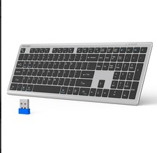 TECKNET Bluetooth Keyboard Rechargeable 4-Device Free Switching (2.4G+BT) Slim picture