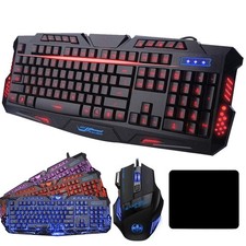 Computer Desktop Gaming Keyboard and Mouse Mechanical Feel LED Light Backlit picture