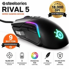 SteelSeries Rival 5 Wired Gaming Mouse RGB 9 Button 18K DPI TrueMove Air picture