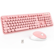 Kootop Wireless Keyboard and Mouse Combo, 2.4G Typewriter, Pink picture