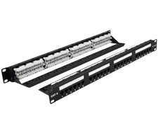 1U 24 Port CAT6 Universal Patch Panel 19 Inch Rack Mount Ethernet RJ45 Black picture