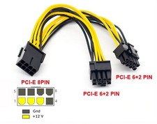 PCI-E 8-pin to 2x 6+2-pin (6-pin/8-pin) Power Splitter Cable PCIE PCI Express picture