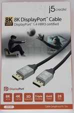 j5create 8K DisplayPort Cable DP 1.4 HBR3 6.6ft JDC43 Sealed New picture