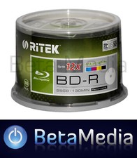 50 x Ritek Blu-ray BD-R 12x 25GB Full Hub inkjet printable blu ray BDR discs picture
