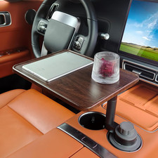 Car Desk for Laptop,360° Rotating Cup Holder Table，Wood Car Tray, Car Table & Ca picture