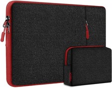 Sleeve for 13.3-14 Inch Laptops with Extra Case, Fits MacBook Pro, Black-Red picture