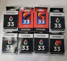 Lot of 8 Lexmark 33 Color Printer Cartridges - New & Sealed in Box - Expired?? picture