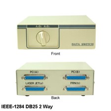 KNTK 2-Way IEEE1284 DB25 Data Transfer Switch Box Bidirectional Parallel Printer picture