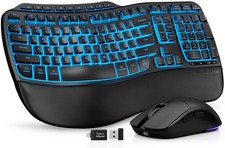 SABLUTE Ergonomic Wireless Keyboard and Mouse Combo, Full Size, Black picture