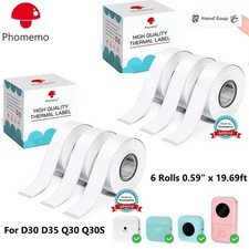 6 Rolls Phomemo D30 Label Tape Continuous Print Master Label Maker Sticker Refil picture