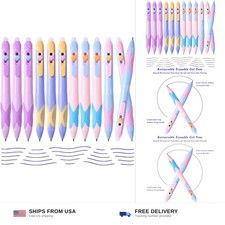 12Pcs Retractable Erasable Gel Pens, Fine Point 0.5mm Blue Ink Pen with Erase... picture