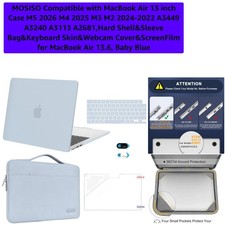 Elegant Baby Blue Hard Shell Case & Sleeve for MacBook Air 13