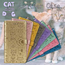 Flip Leather Cat Dog Wallet Cover Case For 18 17 16 14 15 13 12 11 Pro Max 16E picture