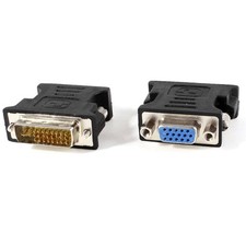 2 Pcs DVI-I 24+5 Pin Male Analog to VGA 15 Pin Female Convertor Adapter Black picture