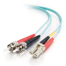 20 PACK LOT 5m LC-ST Duplex 50/125 OM3 Multimod Fiber Patch Cable OFNR Aqua 16FT picture