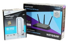 NETGEAR Nighthawk R7000 Smart WiFi Wireless Router AC1900 Gaming & Surfboard Lot picture
