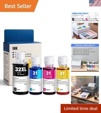 4-Pack Ink Refill Bottles for HP Smart Tank 7602, High Yield 9500 Pages picture