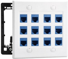 DIYTECH 12 Port Ethernet Wall Plate, Cat 6, Outlet, RJ45 Female Various  picture