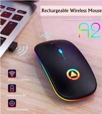 Slim Wireless Mouse Silent USB Mice 2.4GHz Rechargeable RGB For PC Laptop US  picture