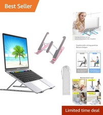 Portable Adjustable Laptop Stand for Desk: Stylish Pink, Fits 9-15
