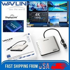 WAVLINK DisplayLink DL7400 Laptop USB C Hub Dual DP Dual HDMI Quad/Dual Display picture