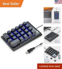Blue Backlit 22-Key USB Mechanical Numpad for Laptops & PCs - Lightweight Design picture