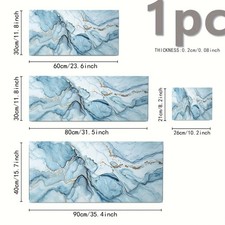 1pc Blue Golden Gilded Fluid Marble Mouse Pad, Light Luxury Ombre Office Desk picture