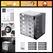 Hard Drive Cage Rack - Galvanized Steel & ABS Tray with Fan Space, 5.25in to 5x picture