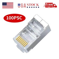 100pcs CAT6 / CAT6E Shielded RJ45 Modular Plug Crystal Head Cable Connector 8P8C picture