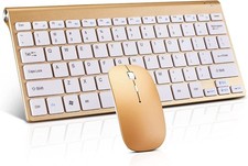 Wireless Keyboard and Mouse Combo, Compact Quiet Wireless Keyboard - Gold picture