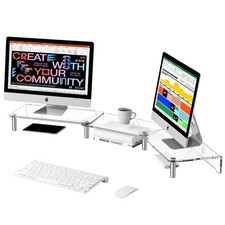 HEWYIOS dual monitor stand riser, 3-layer transparent acrylic  picture