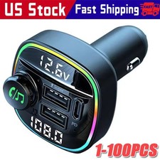 Bluetooth 5.0 Car Wireless FM Transmitter Adapter USB PD Charger AUX Hands LOT picture