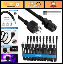 Universal 6ft Power Cord 10 Pack - 3-Prong AC Cable for PC, Monitor, Treadmill, picture