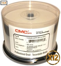 600-Pak CMC PRO (TY Technology) WATERSHIELD & GLOSSY White Inkjet Hub 16X DVD-Rs picture